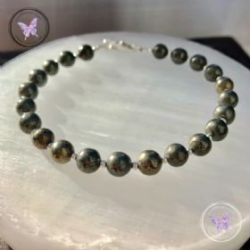Pyrite & Silver Bead Bracelet